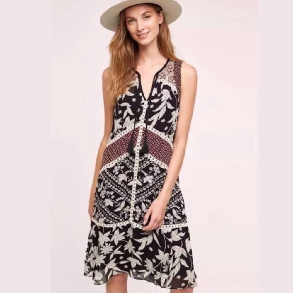 ☀️ Anthropologie Maeve Floret Grasslands MidiDress Boho 6